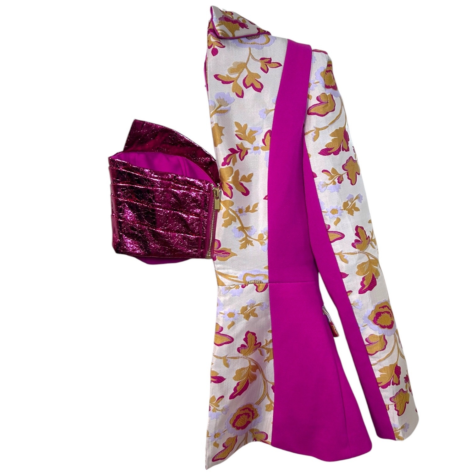 Eliya The Label Nwt 'Nova Blazer' Asymmetrical Jacquard Metallic Bustier Pink Xs — image 3 of 8